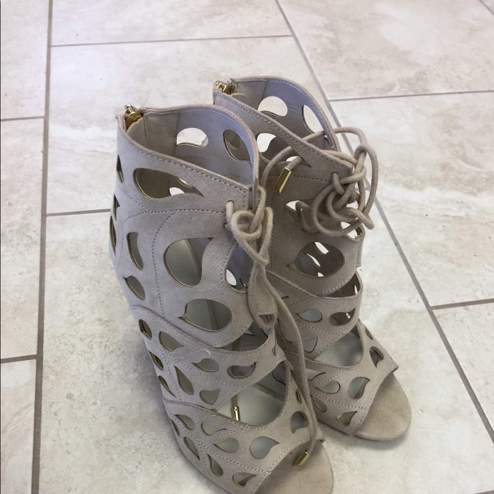 Beige mesh cutout shoes from Aldo